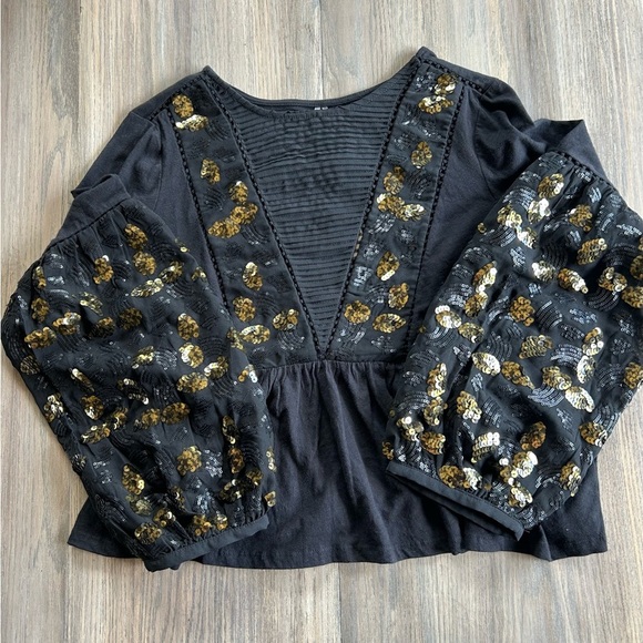 NWT Anthropologie Neale Sequin Peplum Top Sz XL Night Out Whimsigoth Renaissance - Picture 15 of 16